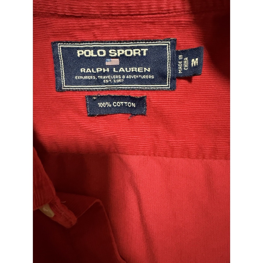 Polo‎ Ralph Lauren Red Corduroy Classic Western Shirt Pearl Snap Size Medium - Picture 12 of 14